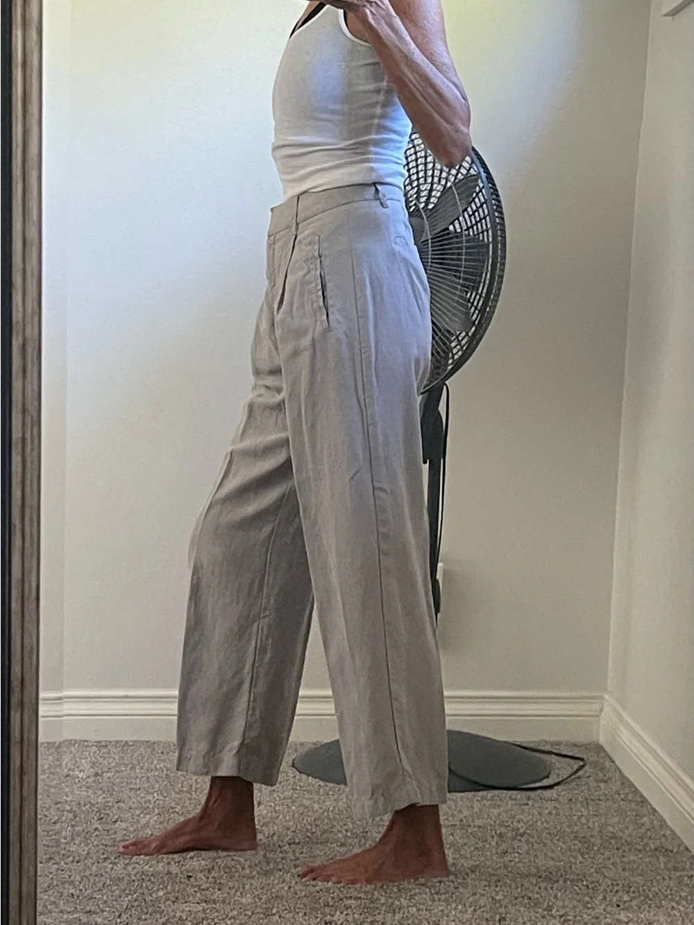Wilford High-Waist Wide-Leg Women’s Linen trousers — Light Gray/size 2